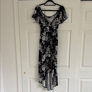 Elegant Black Floral Women's Dress